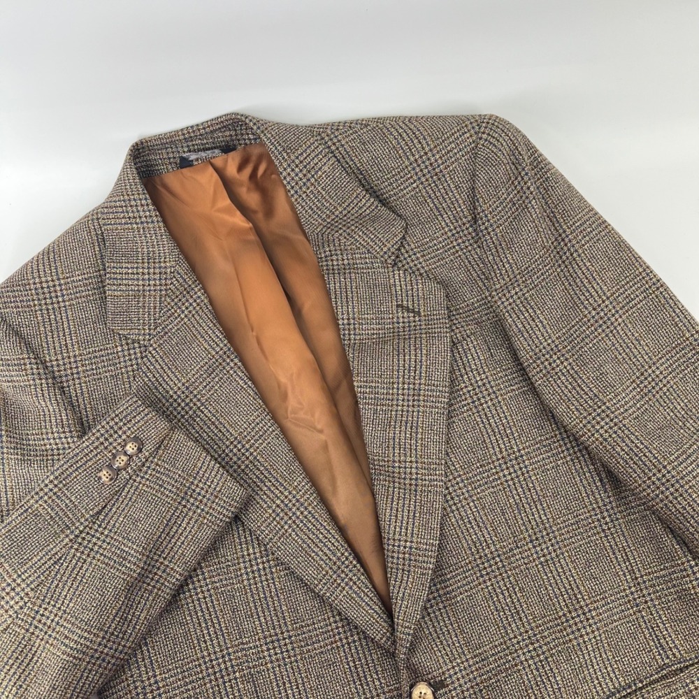 Vito Rufolo Vintage Silk Wool Blazer 39L Lanificio Glen Plaid Italy Sport Coat